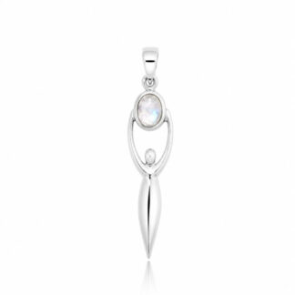 Zilveren goddess hanger (Gaia) Regenboog maansteen